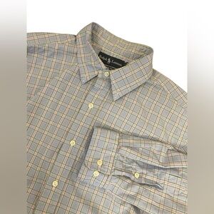 Ralph Lauren Men Classic Fit Shirt Plaid Blue Pink Pony Easter 17 34/35 XL